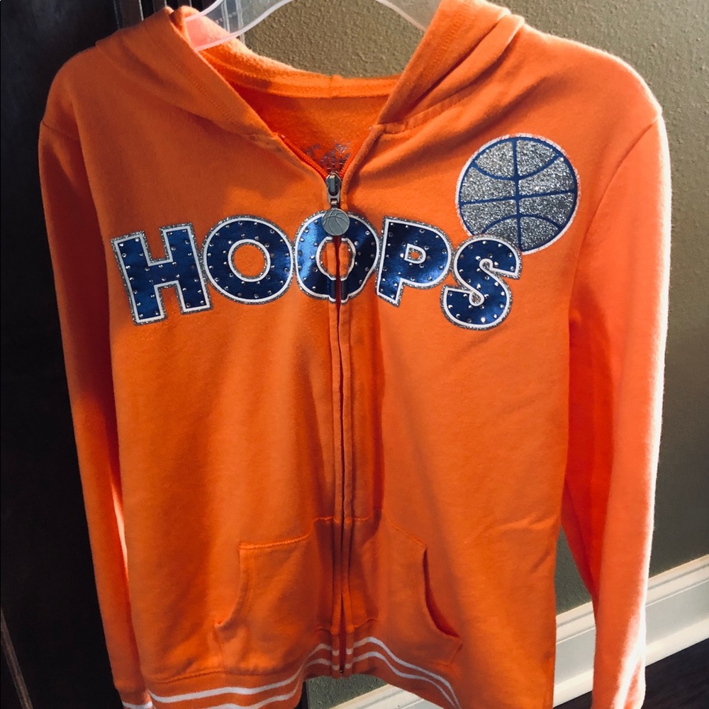 Justice orange Sweat jacket w/ soarkle girls sz15
